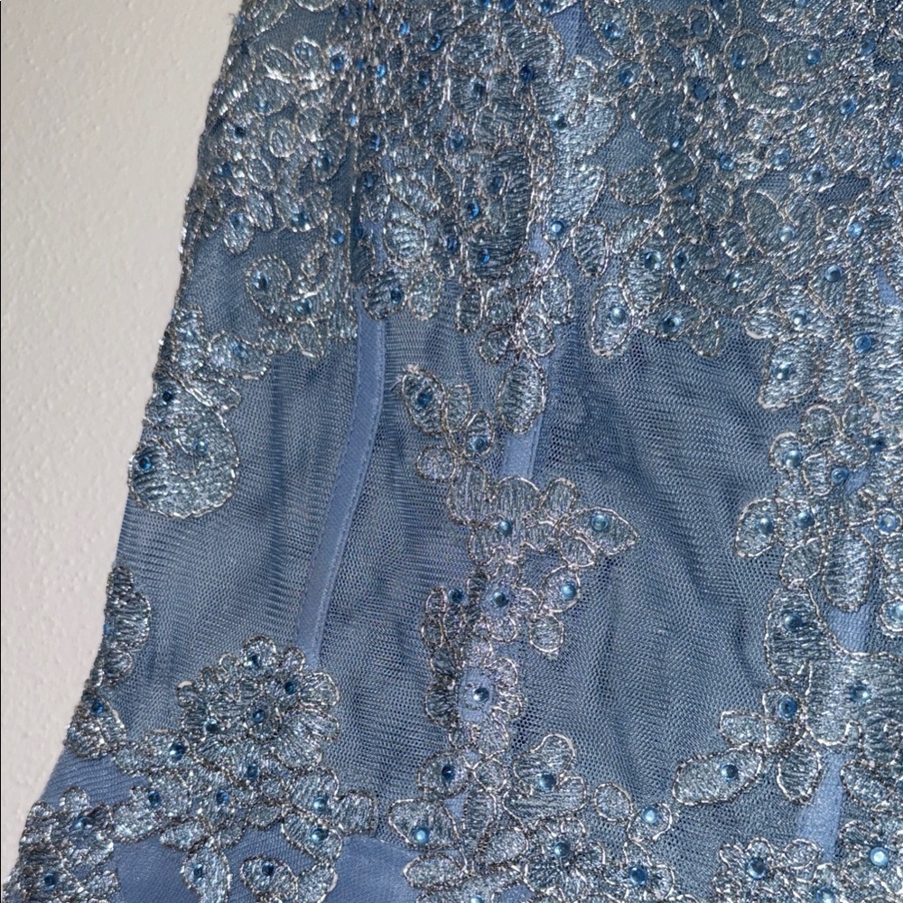 Xscape Light Blue Dress with Silver Embellishments (prom or wedding guest) - Picture 6 of 8